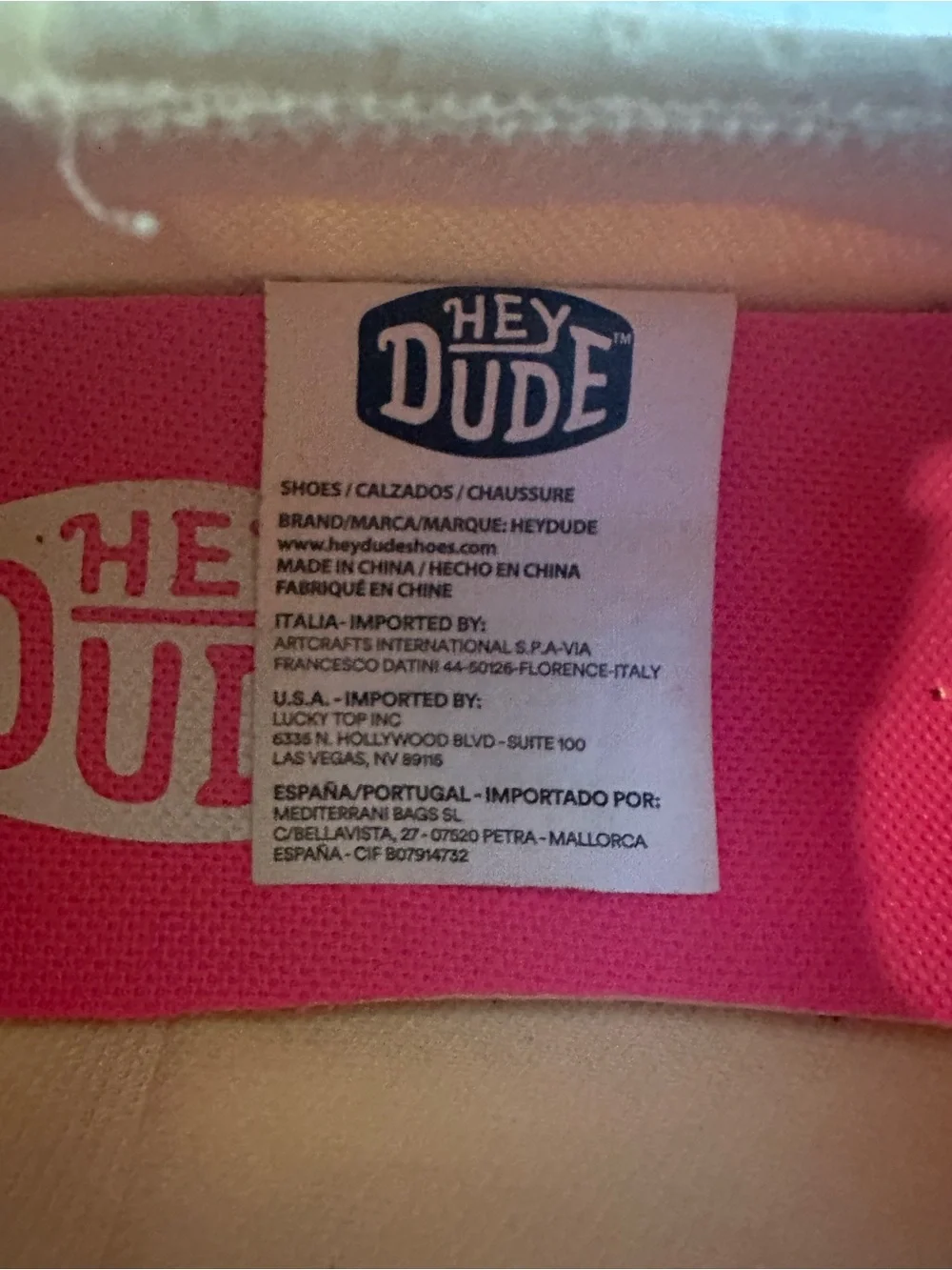 Hey Dude Women’s cream Sneakers with Coral Pink Insoles